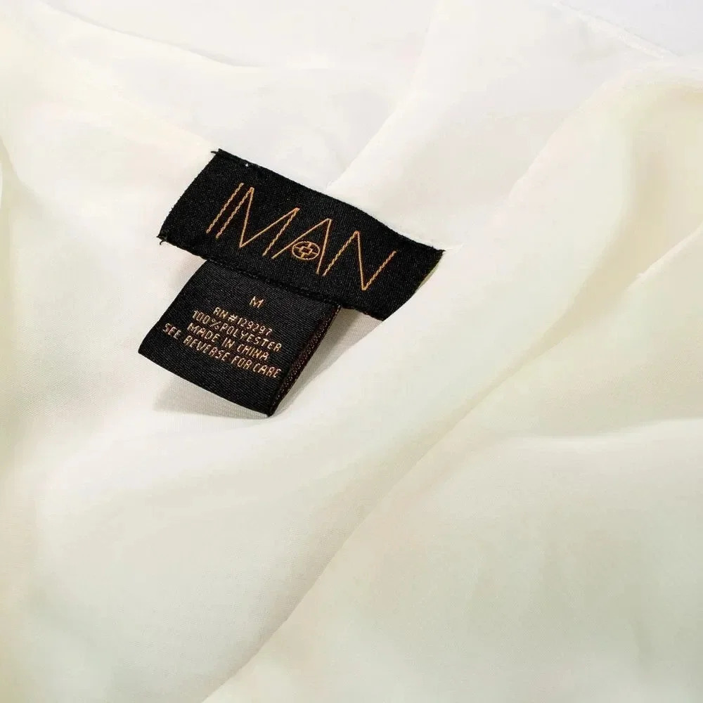 IMAN Ivory Ruffle Front Blouse Size Medium - Picture 3 of 3